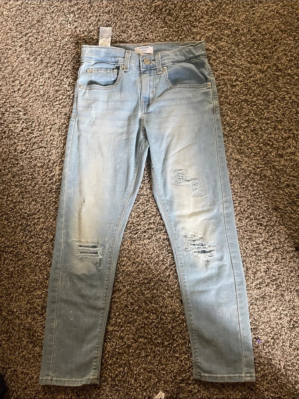 Denizen from Levi's Faded Light Blue Distressed White Washed Girls Jeans